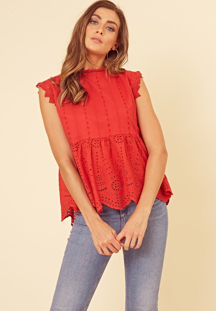 Broderie Smock Top