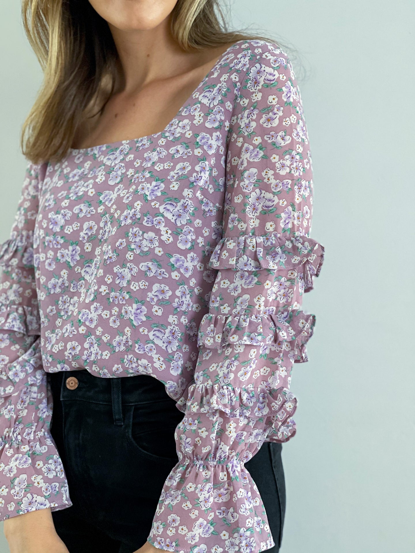 Floral Square Neck Top